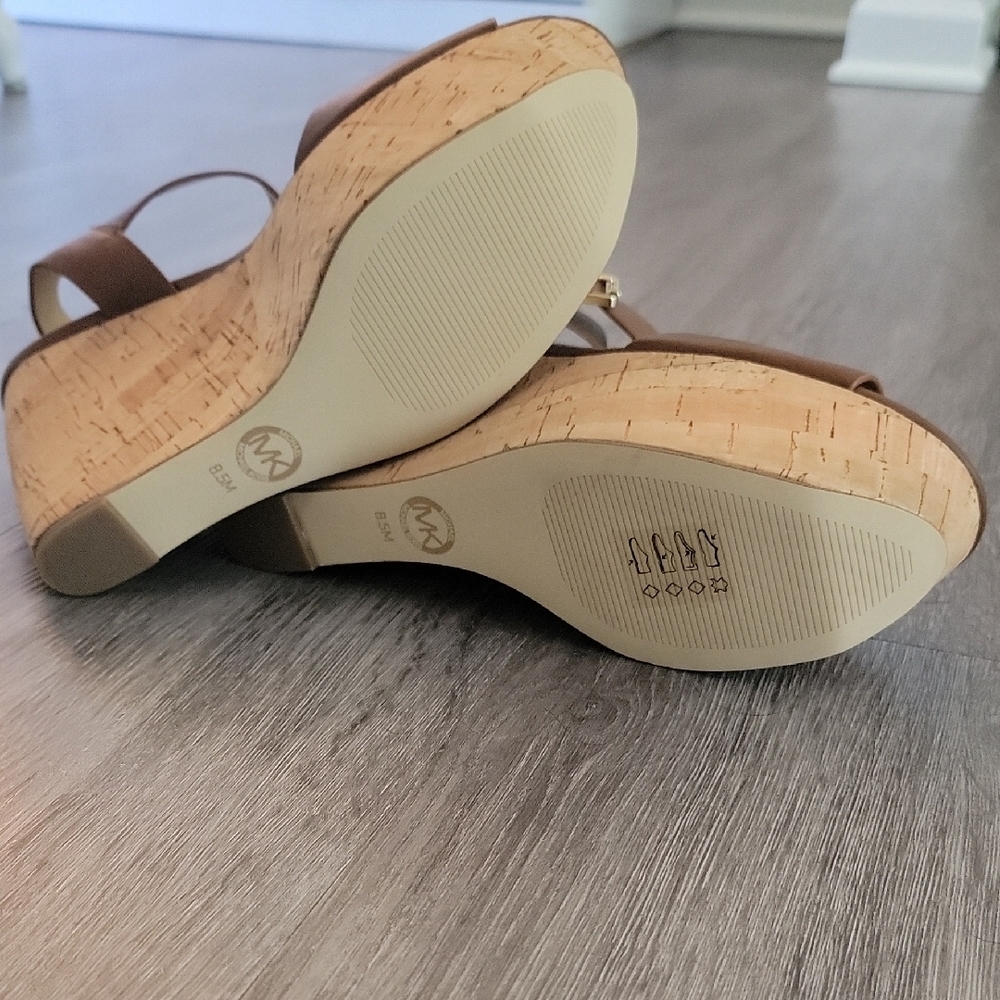 Michael Kors Brown Wedge Sandals with Ankle Strap - Picture 5 of 10